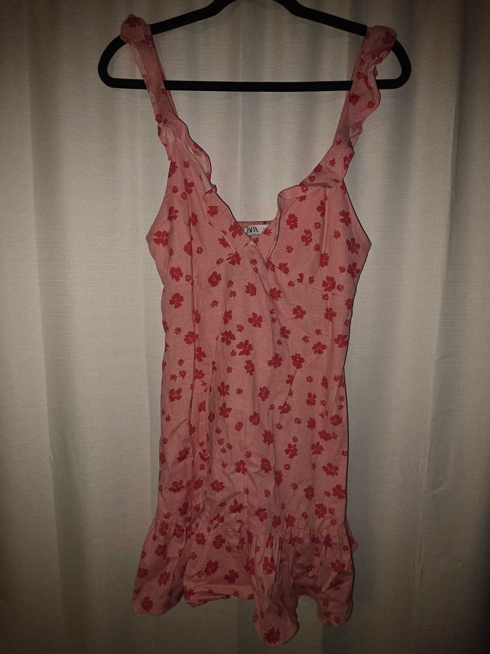 Zara Pink Mini Dress with Red Floral Print